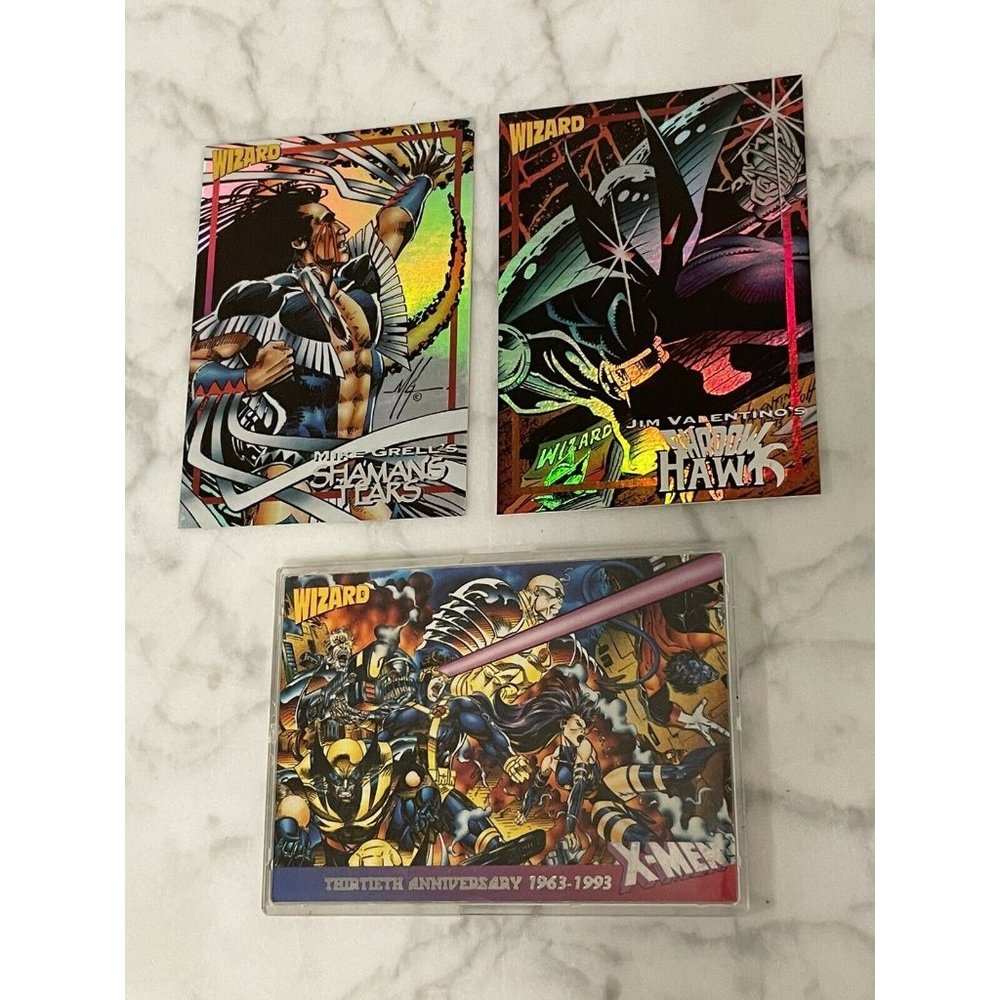 Marvel Wizard X-Men Turn Thirty, #7 Mike Grell's, & #8 Jim Valentino's Card